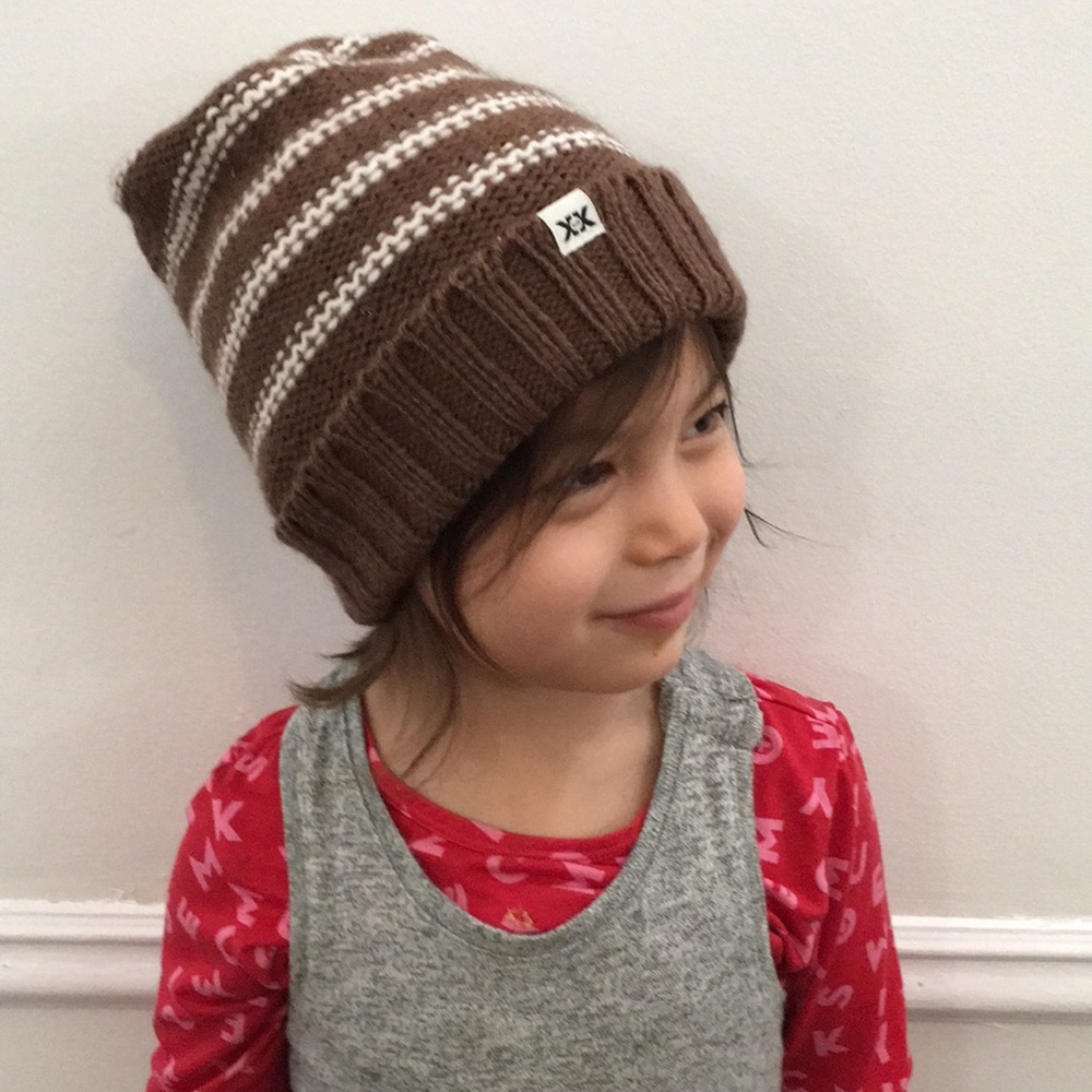 Gender neutral striped toddler/youth beanie